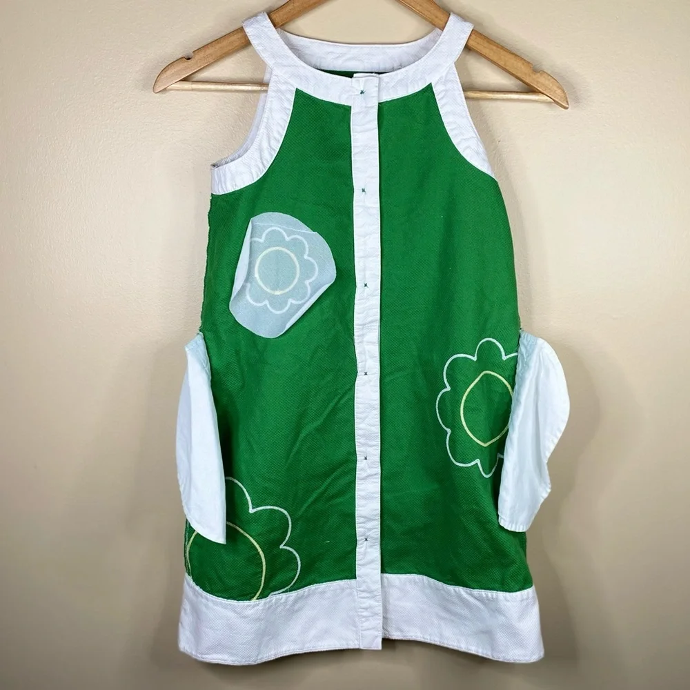 Vintage Gymboree Green Cotton Floral Dress Size 9
